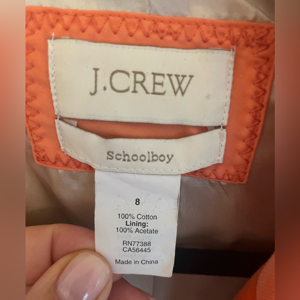 J.Crew Schoolboy Blazer in Orange Velvet; size Medium